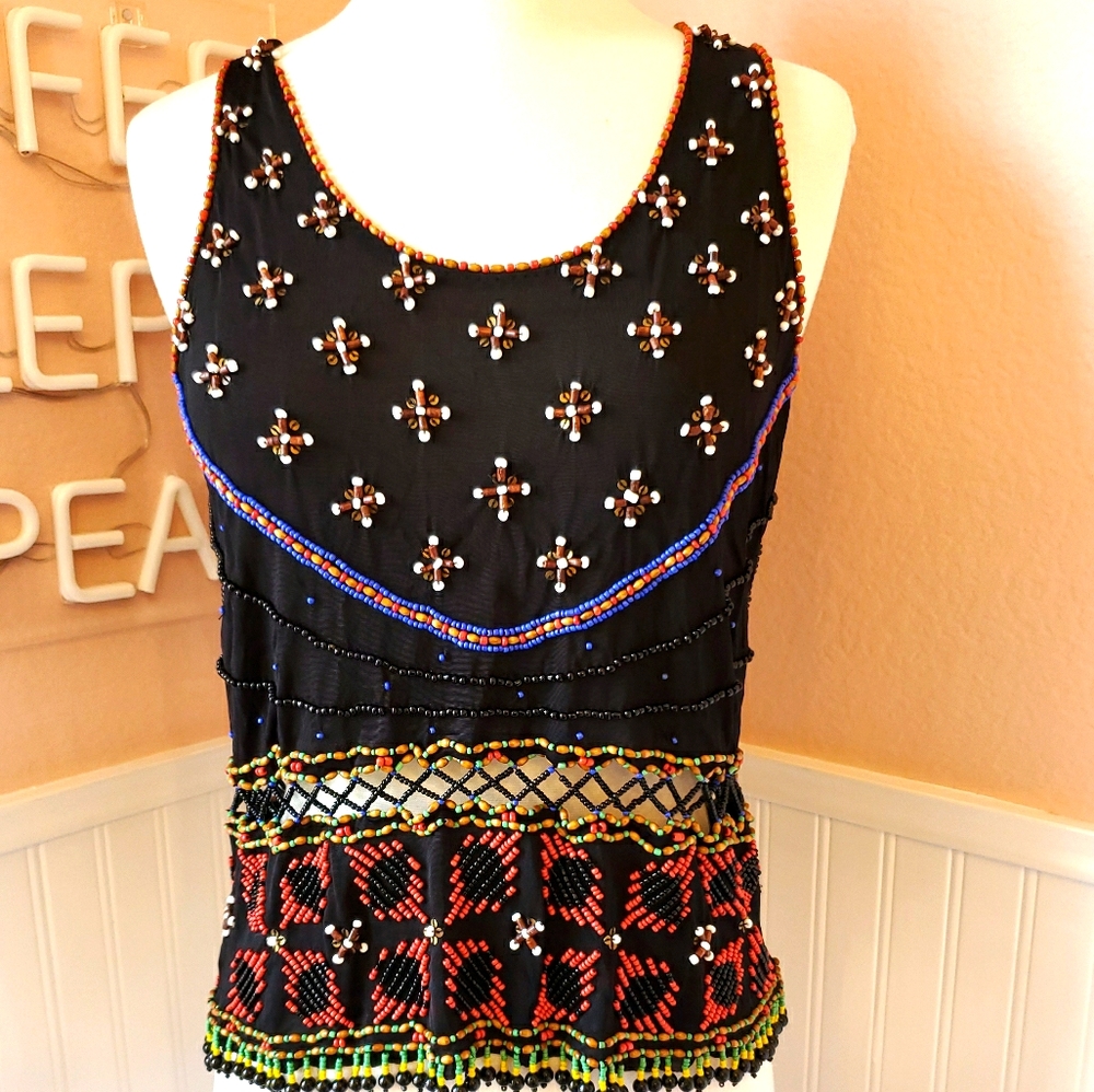 CHER by Michel Klein Beaded Tank  S